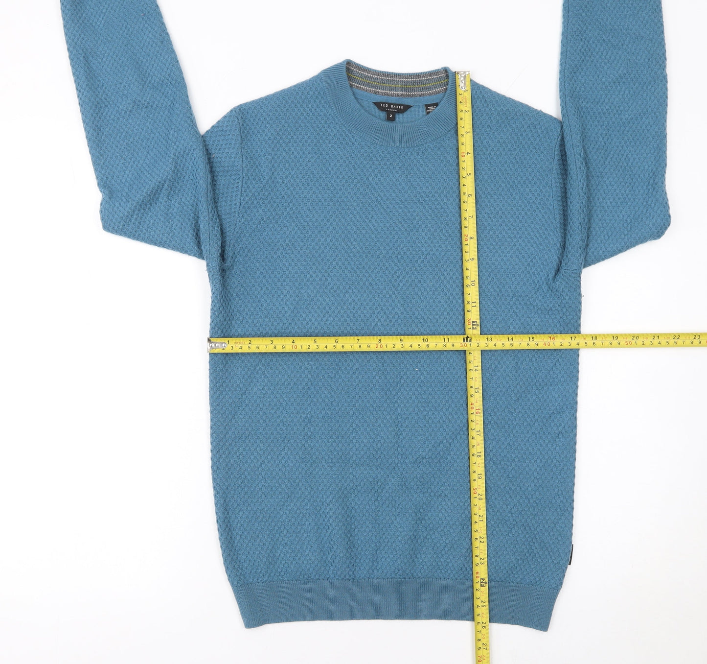 Ted Baker Men’s Blue Waffle Knit Crew Neck Jumper Size S