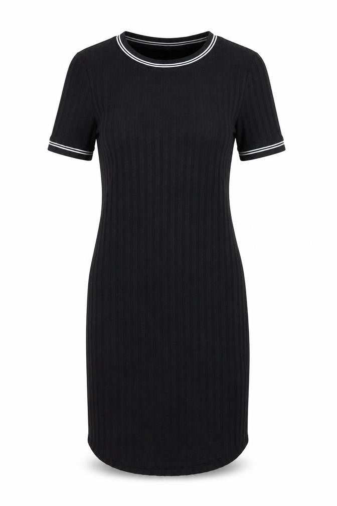 H&M Women’s Black Bodycon Knit Dress Size 8 Short Sleeve Crew Neck