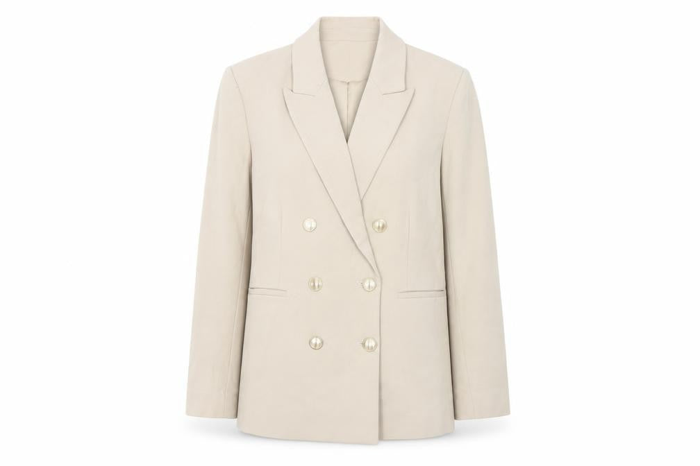 Gallery Women’s Beige Double-Breasted Blazer UK 12 Classic Fit