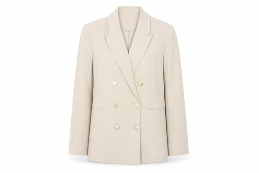 Gallery Women’s Beige Double-Breasted Blazer UK 12 Classic Fit