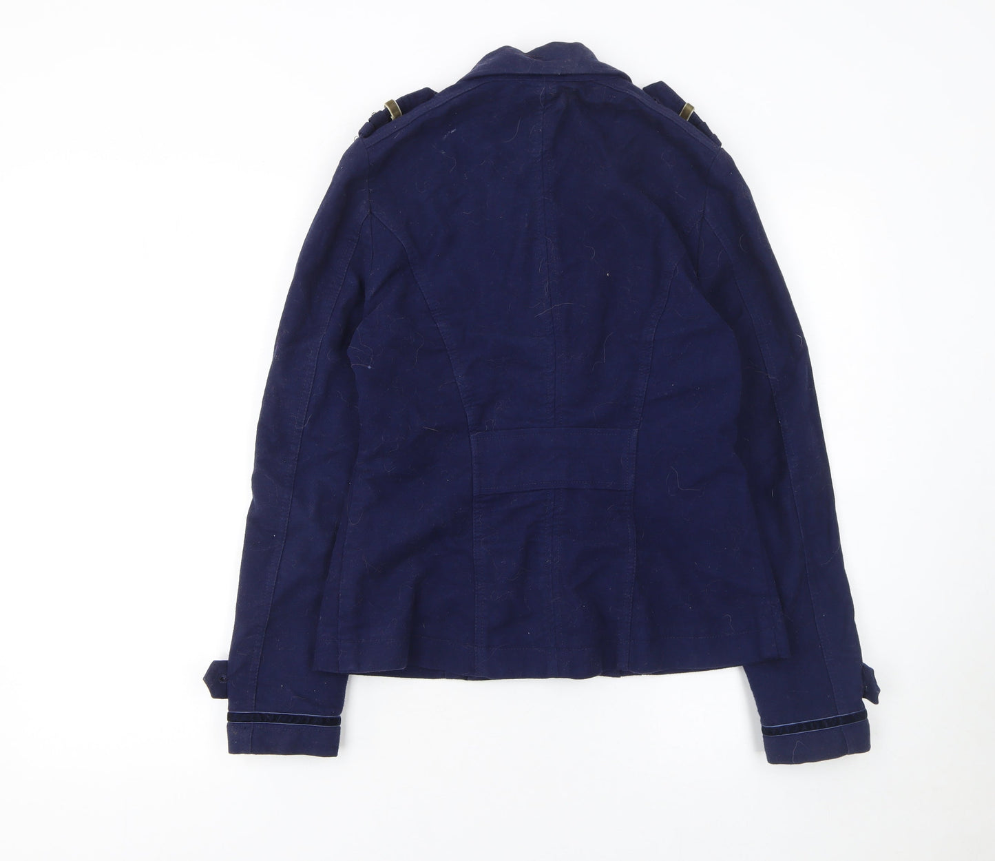 La Redoute Women Blue Double-Breasted Cotton Blazer UK 8 Military Style