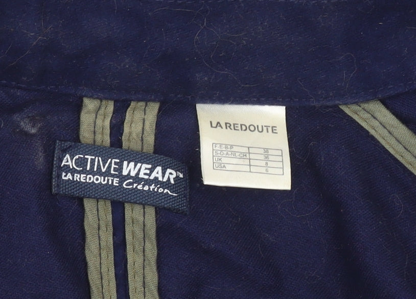 La Redoute Women Blue Double-Breasted Cotton Blazer UK 8 Military Style