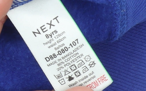 NEXT Boys Blue Pullover Hoodie 8 Years Regular Fit Cotton Fleece