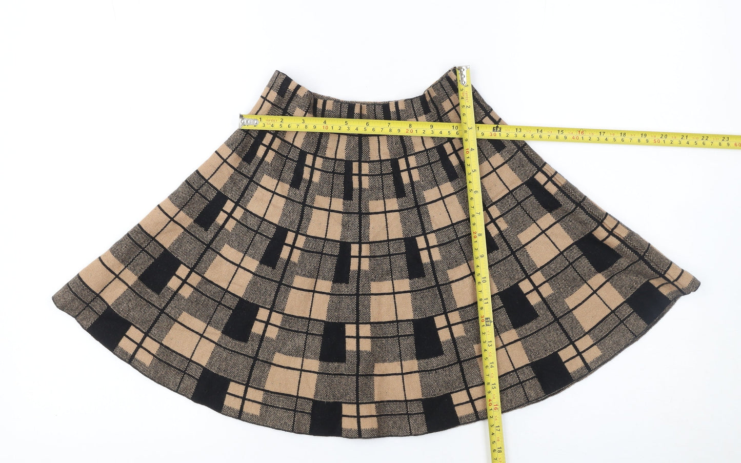 Primark Women Beige Check A-Line Short Skirt Size S