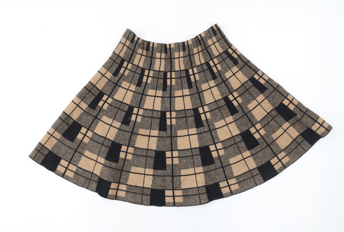 Primark Women Beige Check A-Line Short Skirt Size S