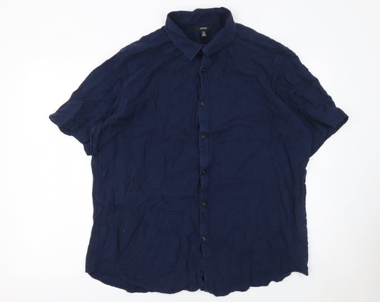 Alfani Men's Blue 2XL Short Sleeve Cotton Button-Up Shirt