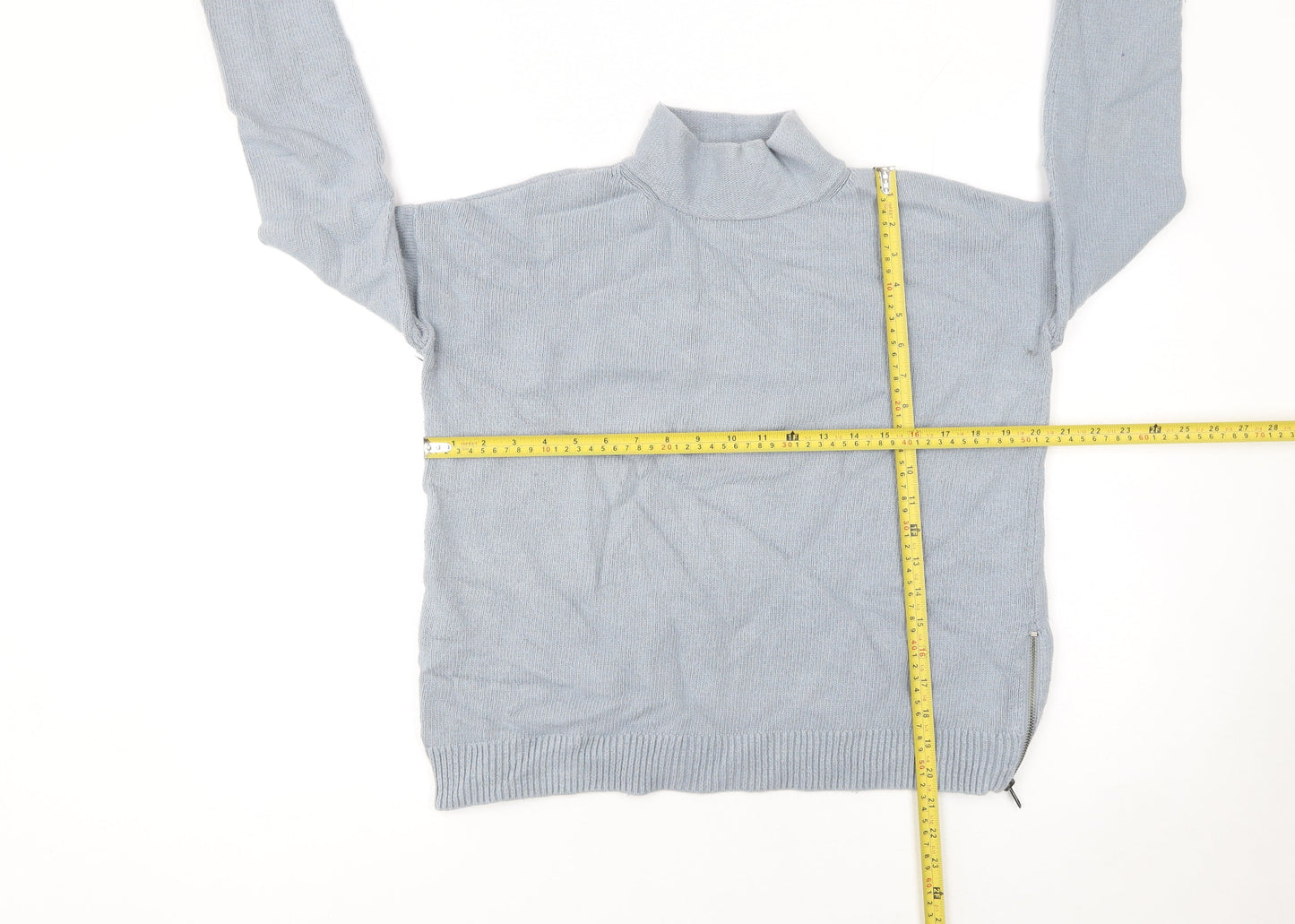 The White Company Women Blue Roll Neck Zip Jumper Size 8