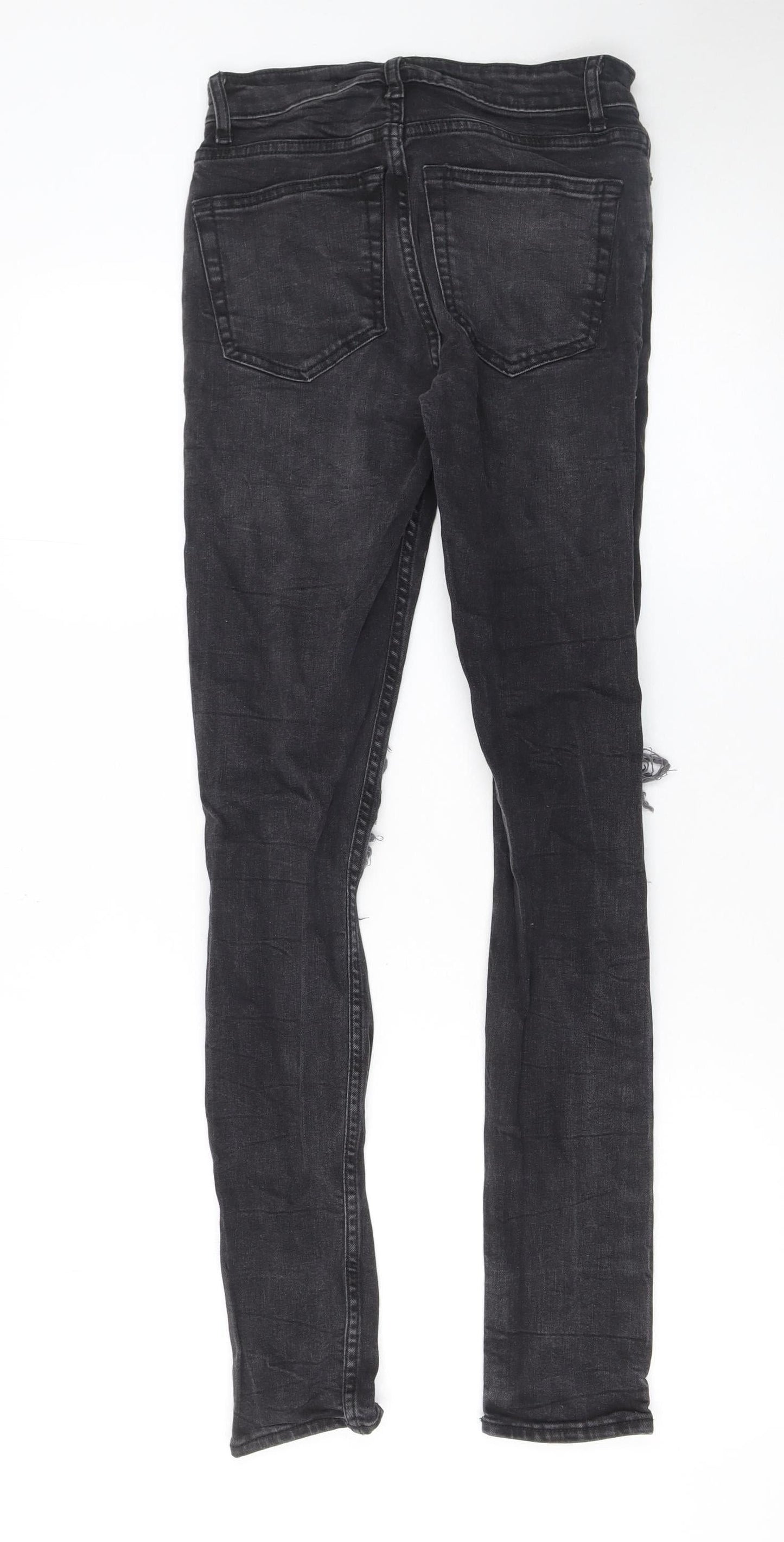 New Look Men’s Black Super Skinny Distressed Stretch Jeans 28R