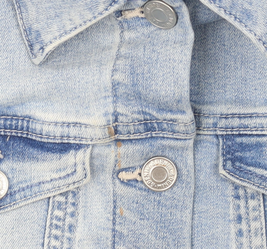 &Denim Girls Blue Cotton Blend Basic Jacket 9-10 Years Long Sleeve