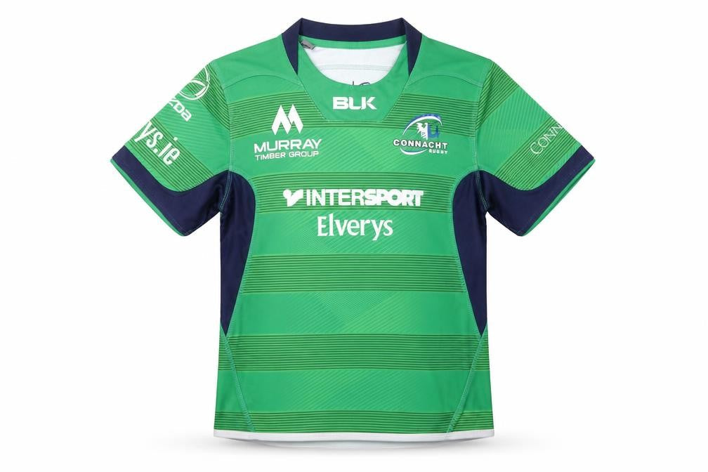 BLK Boys Green Connacht Rugby Short Sleeve Jersey 10Y Athletic Fit