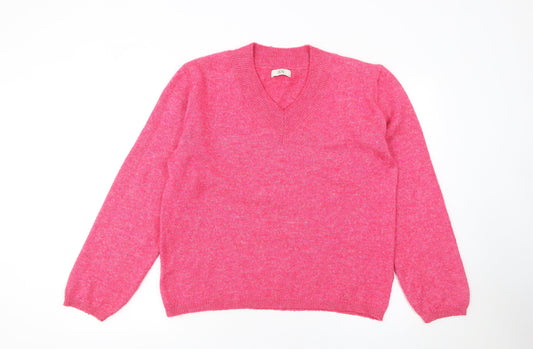 JDY Women's Pink V-Neck Knit Jumper Medium