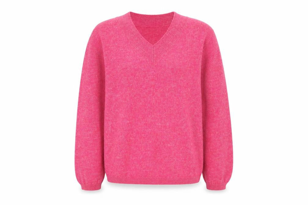 JDY Women's Pink V-Neck Knit Jumper Medium