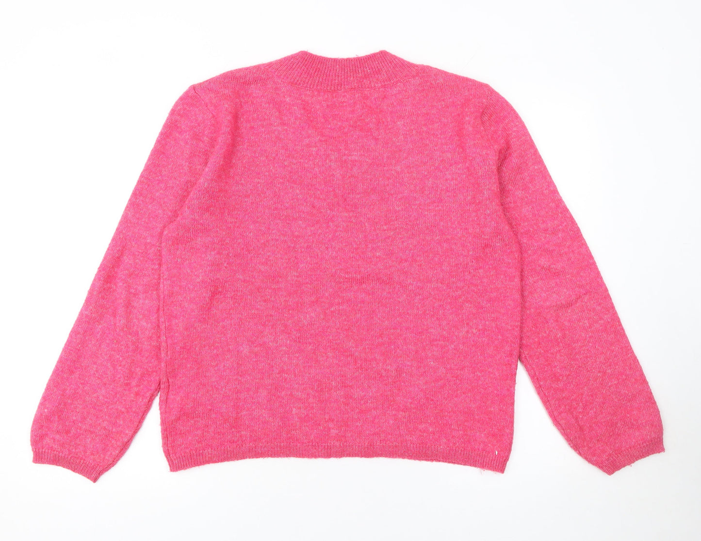 JDY Women's Pink V-Neck Knit Jumper Medium