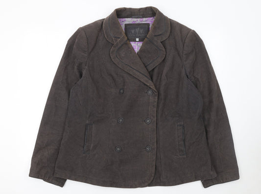 Con Amore Women Brown Corduroy Double-Breasted Jacket Size 20