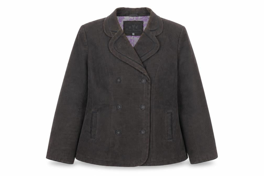 Con Amore Women Brown Corduroy Double-Breasted Jacket Size 20