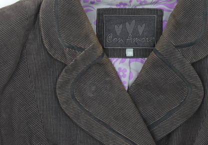 Con Amore Women Brown Corduroy Double-Breasted Jacket Size 20