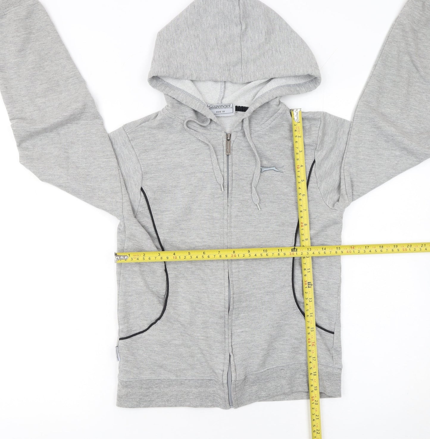 Slazenger Women Grey Size 10 Full Zip Hoodie Lightweight Casual