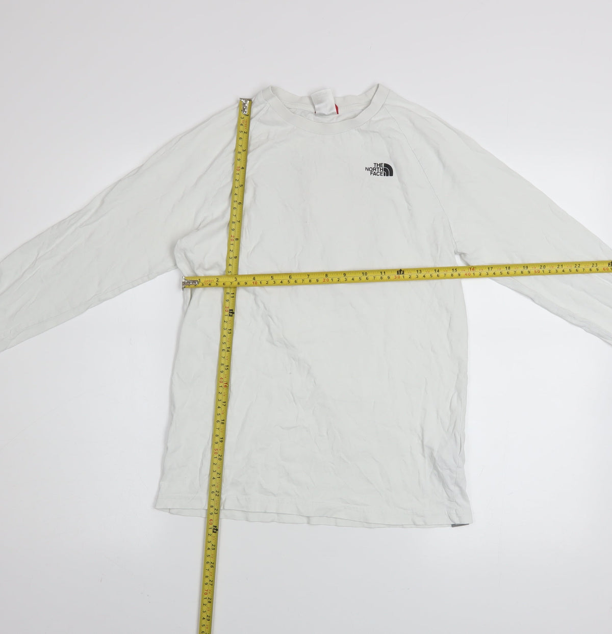 The North Face Boys White XL Long Sleeve Logo T-Shirt 100% Cotton