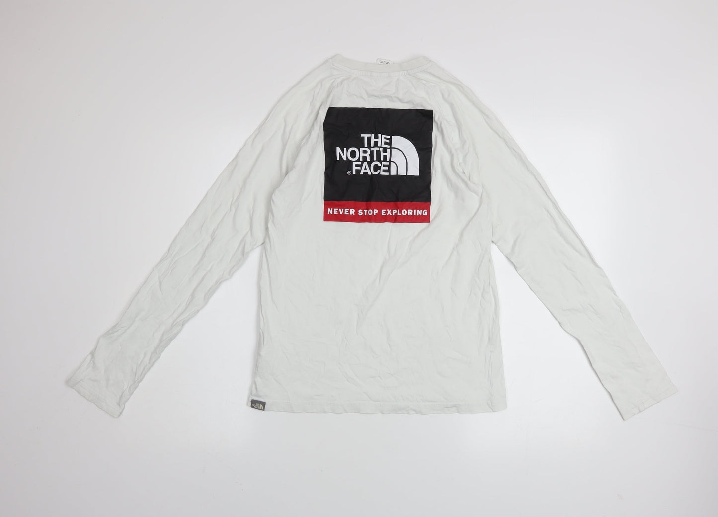 The North Face Boys White XL Long Sleeve Logo T-Shirt 100% Cotton