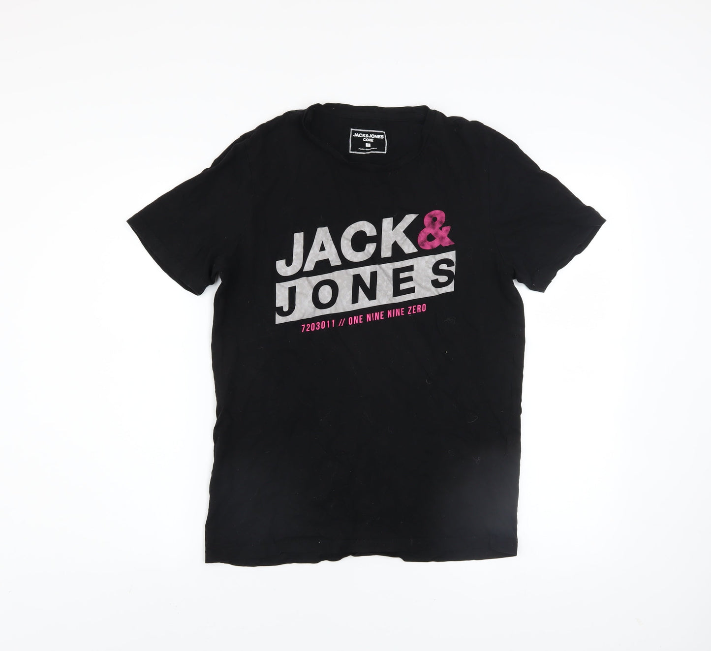 Jack & Jones Core Men's Black Graphic Short Sleeve Cotton T-Shirt M