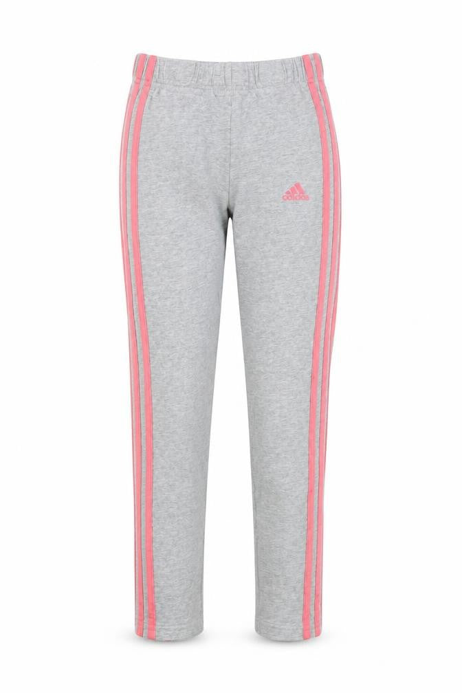 adidas Girls Grey Pink Stripe Ankle Leggings Size 11-12 Years Cotton Stretch