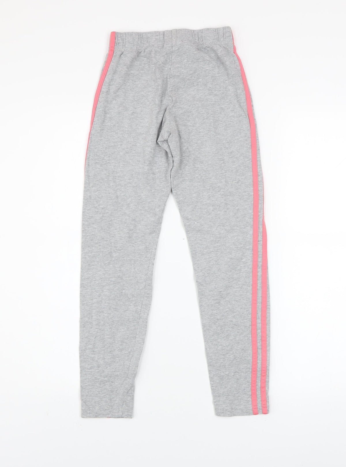 adidas Girls Grey Pink Stripe Ankle Leggings Size 11-12 Years Cotton Stretch