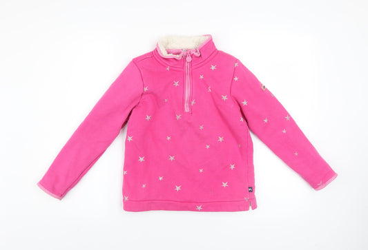 Joules Girls Pink Star 1/4 Zip Fleece Lined Jacket Age 10 Years