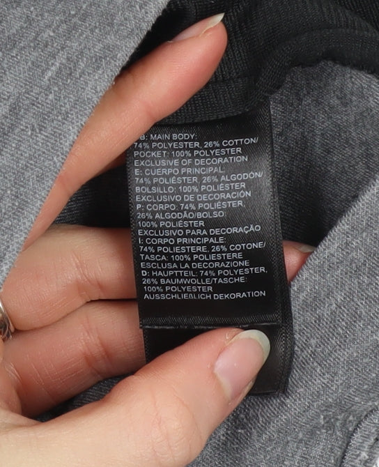 The North Face Boys Black Grey Full Zip Hooded Fleece Hoodie Size L