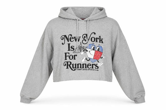 Tommy Jeans Women’s Grey Cropped Hoodie Small New York Print