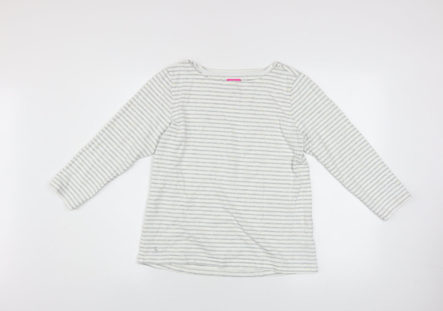 Joules Women Grey Stripe Cotton Pullover Sweatshirt UK 10