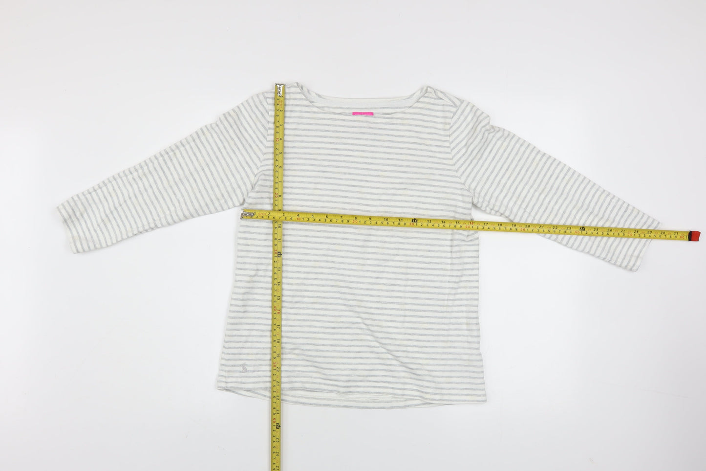 Joules Women Grey Stripe Cotton Pullover Sweatshirt UK 10