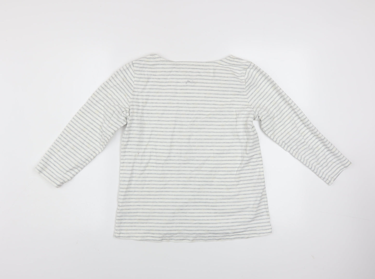 Joules Women Grey Stripe Cotton Pullover Sweatshirt UK 10