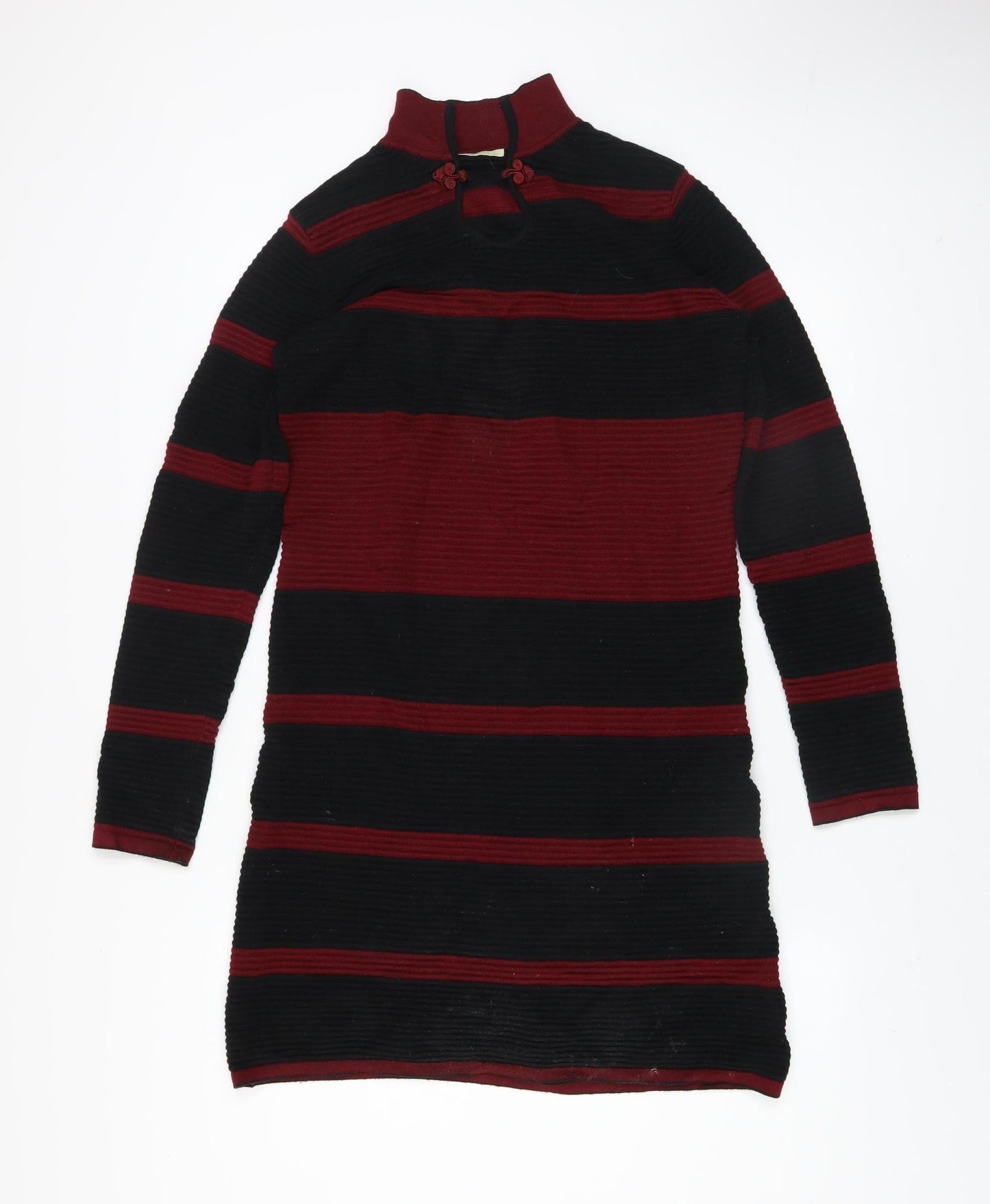 D&X Mode Women’s Black Red Striped Knit Bodycon Dress L/XL
