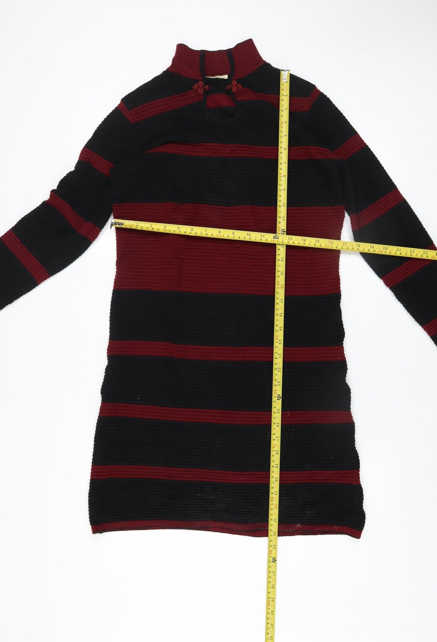 D&X Mode Women’s Black Red Striped Knit Bodycon Dress L/XL