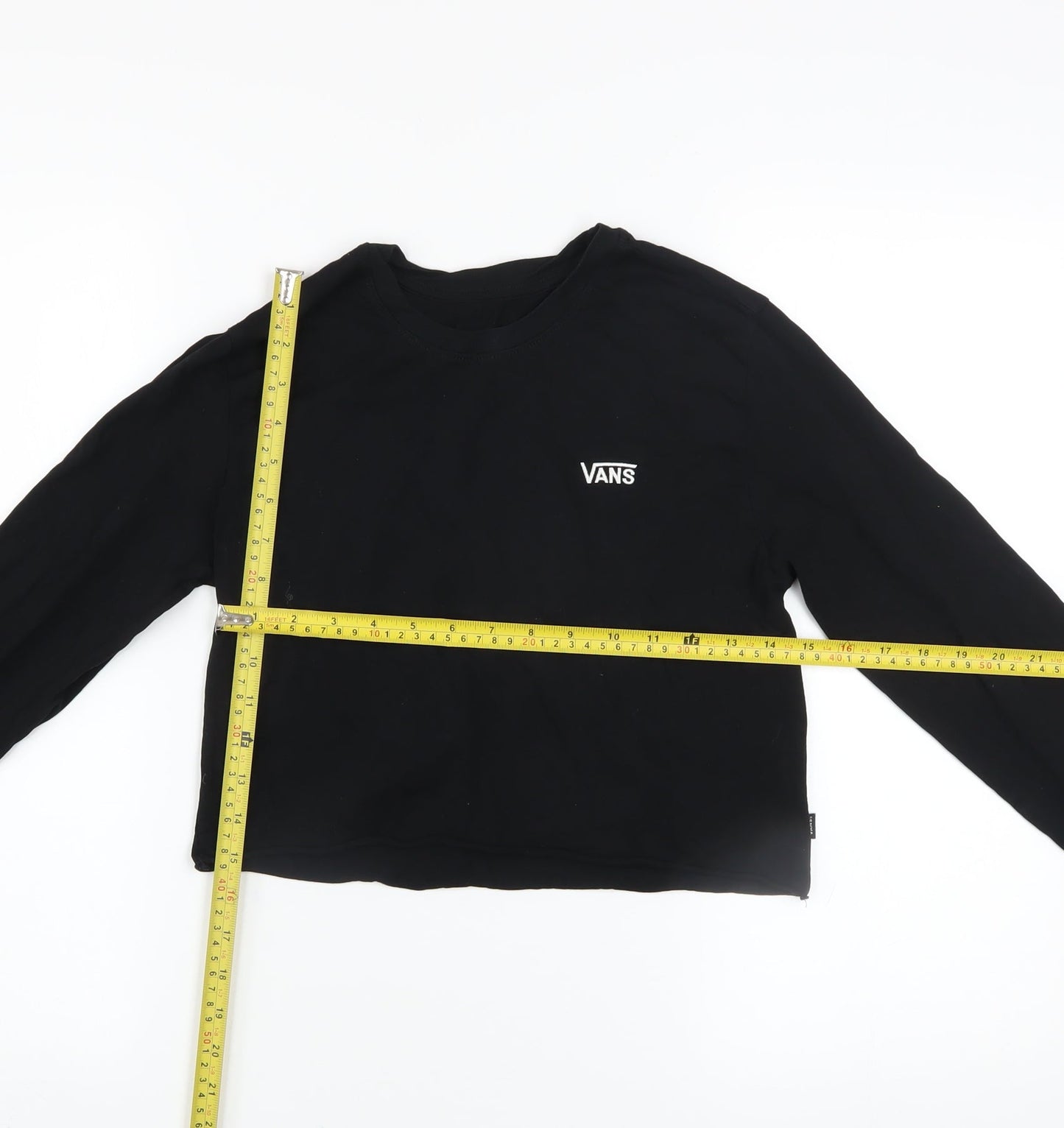Vans Womens Black XS Cropped Long Sleeve T-Shirt