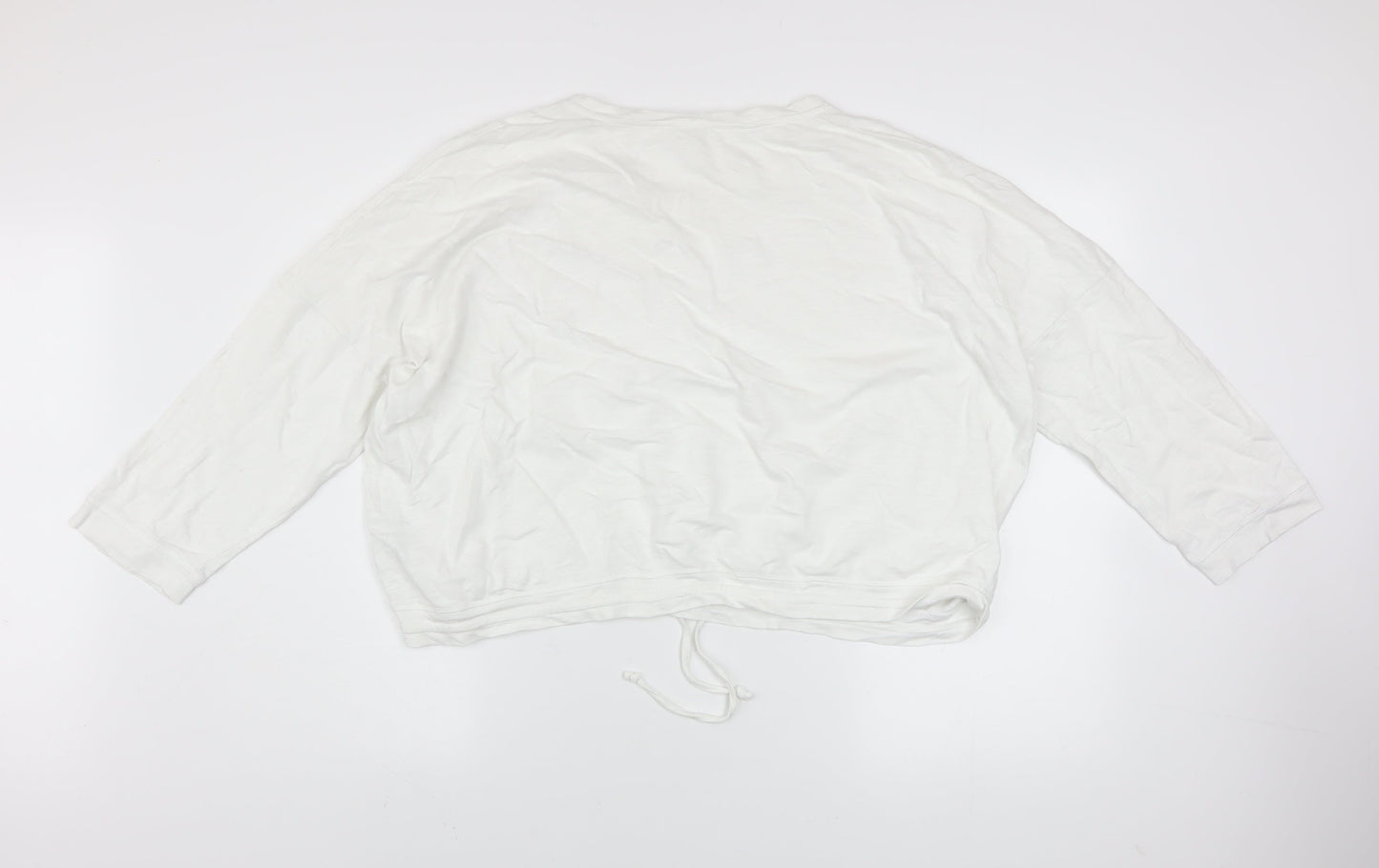 Whistles Women White Cotton Pullover Sweatshirt Size L