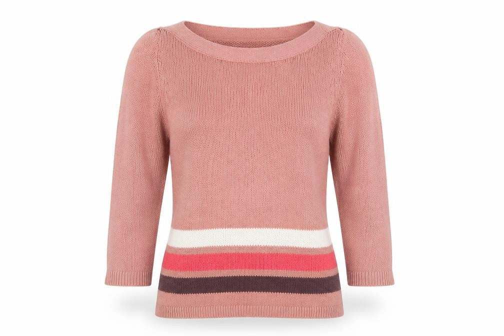 Boden Women Pink Striped Cotton Pullover Jumper Size 8
