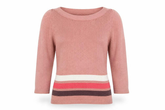 Boden Women Pink Striped Cotton Pullover Jumper Size 8