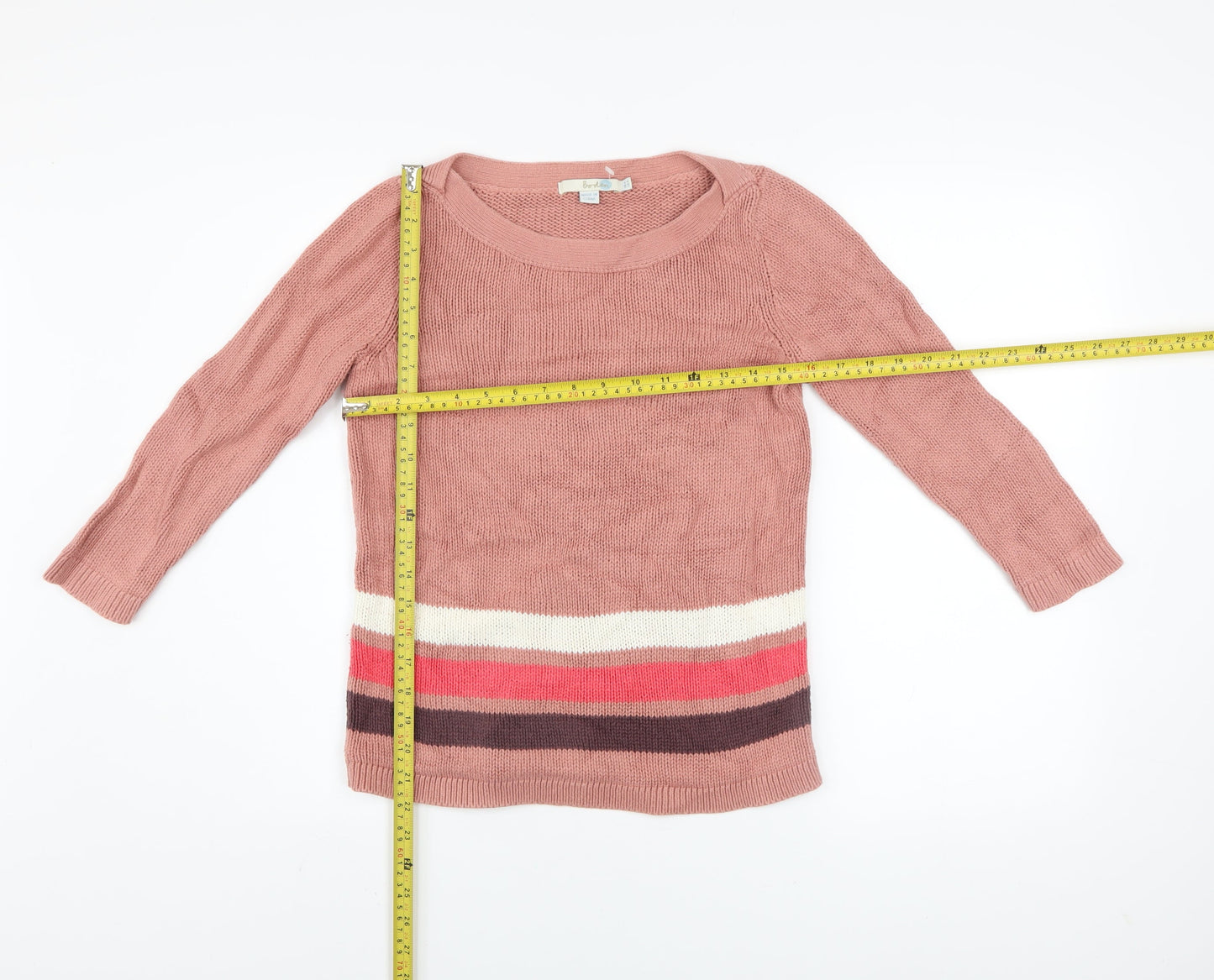 Boden Women Pink Striped Cotton Pullover Jumper Size 8