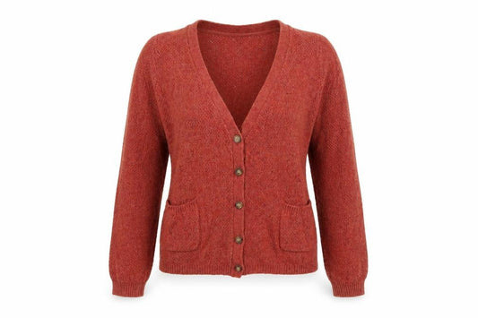 FatFace Women Brown Wool Cotton Blend Long Sleeve Cardigan Size 12