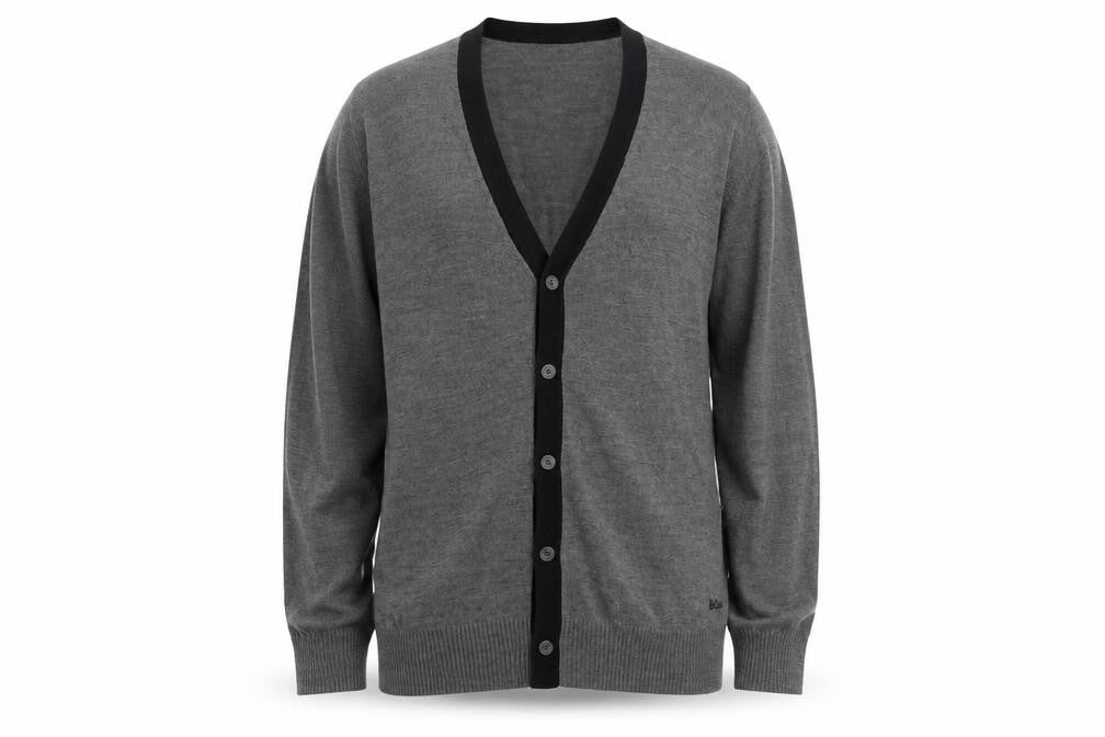Lee Cooper Men’s Grey 2XL Acrylic Button V-Neck Cardigan