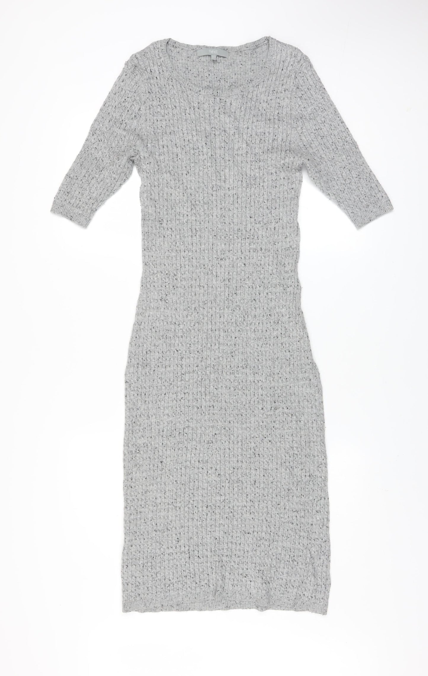 Next Women Grey Knit Midi Bodycon Dress Size 12