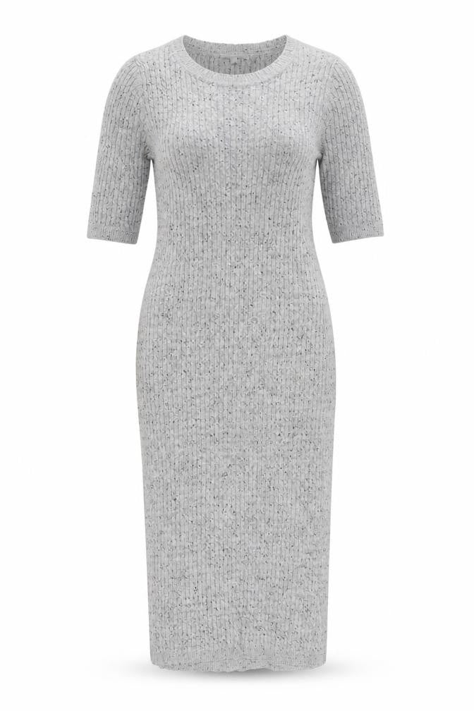 Next Women Grey Knit Midi Bodycon Dress Size 12