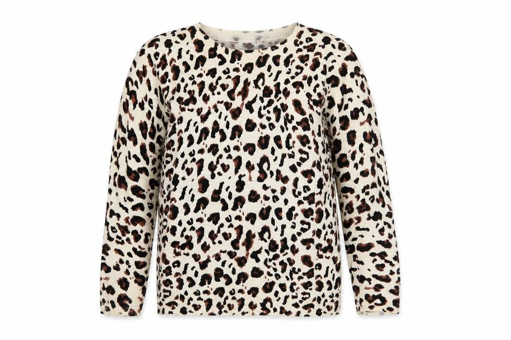 Mint Velvet Womens Beige Leopard Print Pullover Jumper Size 8
