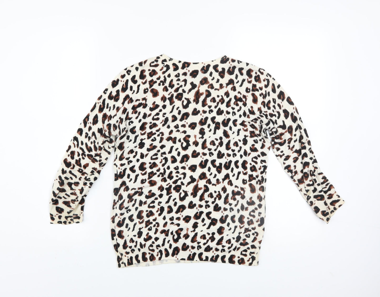 Mint Velvet Womens Beige Leopard Print Pullover Jumper Size 8