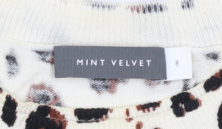 Mint Velvet Womens Beige Leopard Print Pullover Jumper Size 8