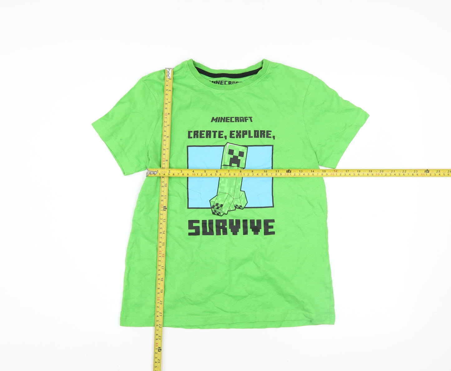 Minecraft Boys Green 11-12 Years Creeper Graphic Short Sleeve T-Shirt