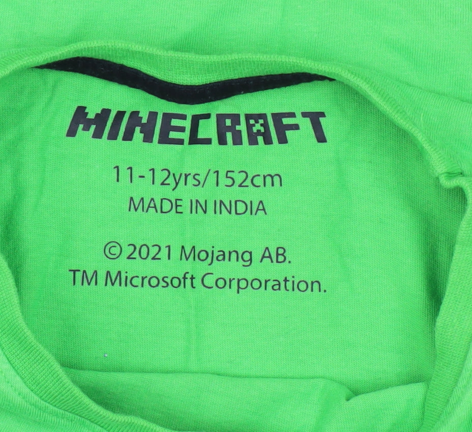 Minecraft Boys Green 11-12 Years Creeper Graphic Short Sleeve T-Shirt