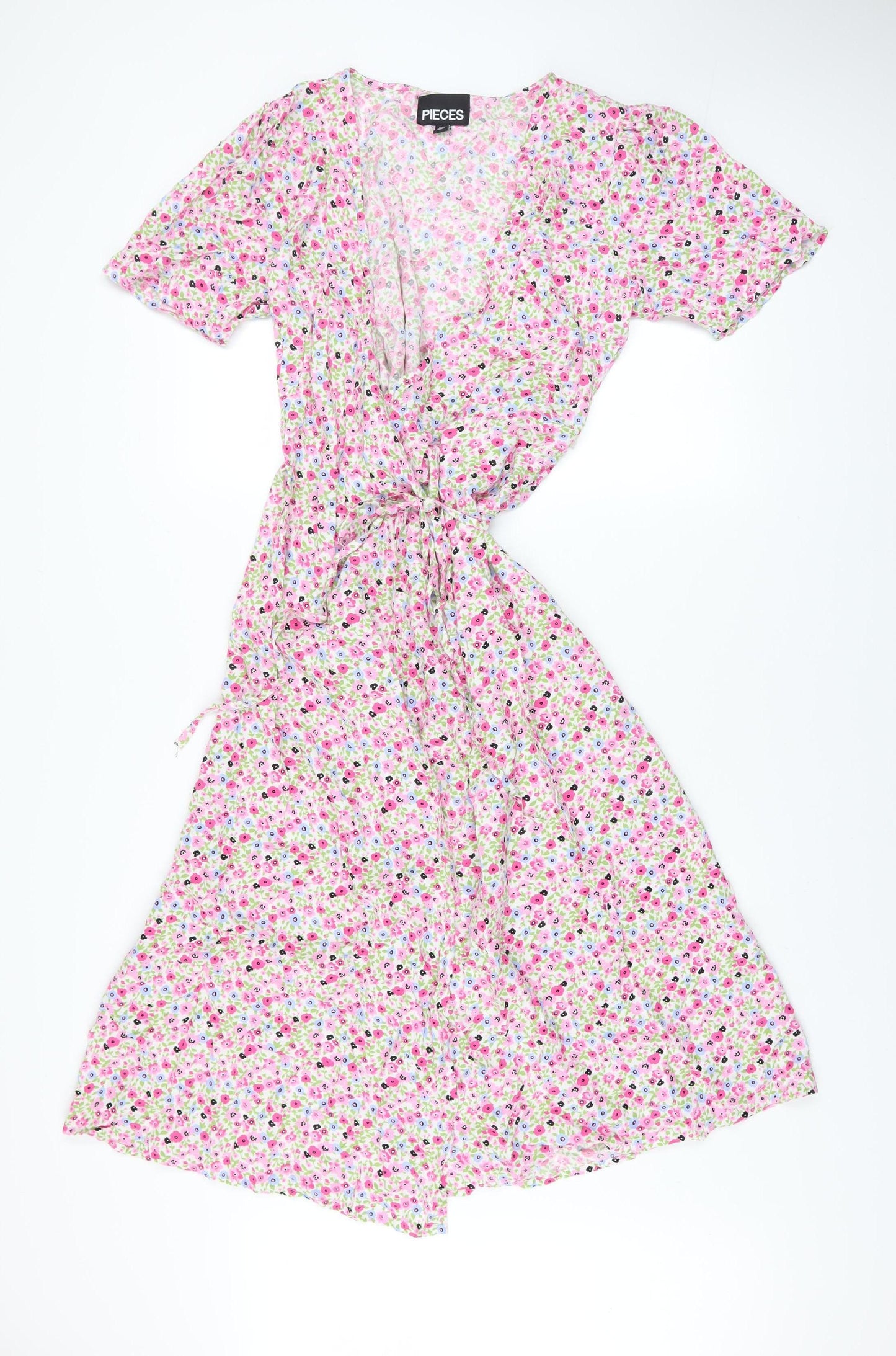Pieces Women’s Multicoloured Floral Midi Wrap Dress M