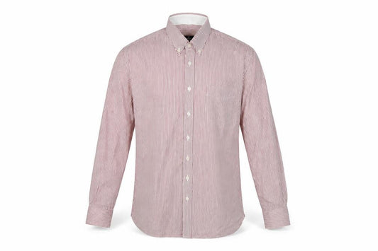 Hackett London Men’s Red Striped Classic Fit Cotton Button-Up Shirt Size L